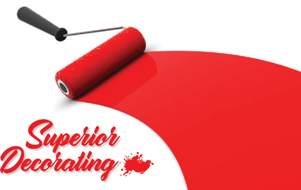 Superior Decorating logo with a paint roller laying a sweep of red paint
